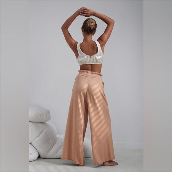 Lunya Cozy Cotton Silk Relaxed Pant Otium Tan Pink Heathered Drawstring M New - Picture 4 of 15